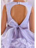 Lavender Beaded Satin Tulle Ruffled Flower Girl Dress